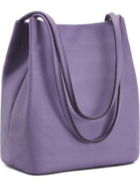 Women's Purple Soft Genuine Leather Totes Purses with Top Magnetic Snap Closure